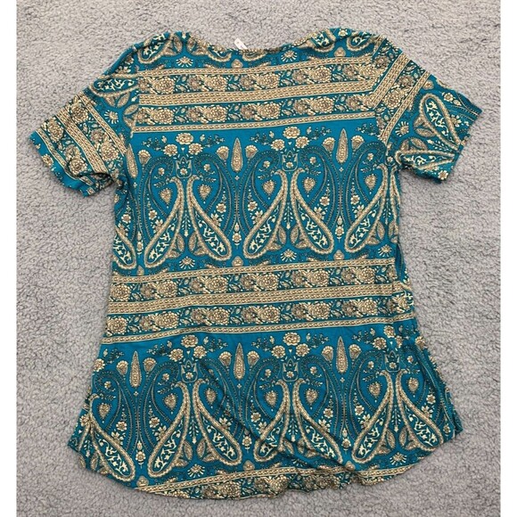 Women's Longyuan Billowy Shortsleeve Blouse Size XL Paisley-like design - Picture 4 of 13